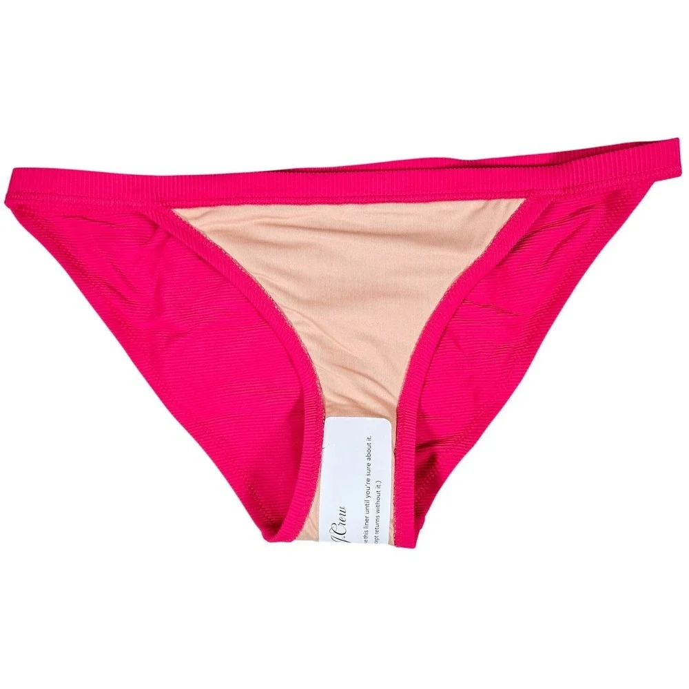 J. Crew Ribbed-trim hipster full-coverage bikini bottom in Wild‎ Hibiscus S NWT